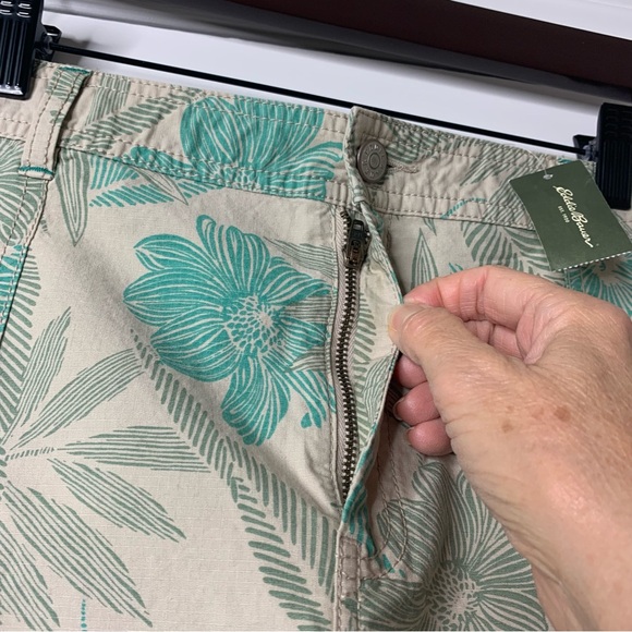 Eddie Bauer Beige and Teal Floral Print Cotton Blend  Skirt Size 8 NWT - Picture 6 of 12